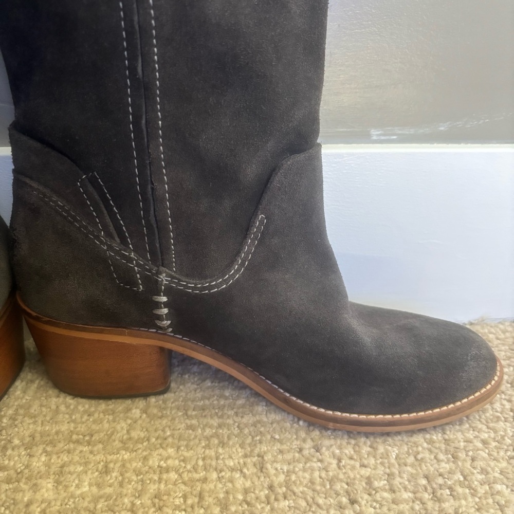 Dolce Vita Brown Suede Tall Western Boots Block Heel Women’s Size 7.5​ - Picture 6 of 12